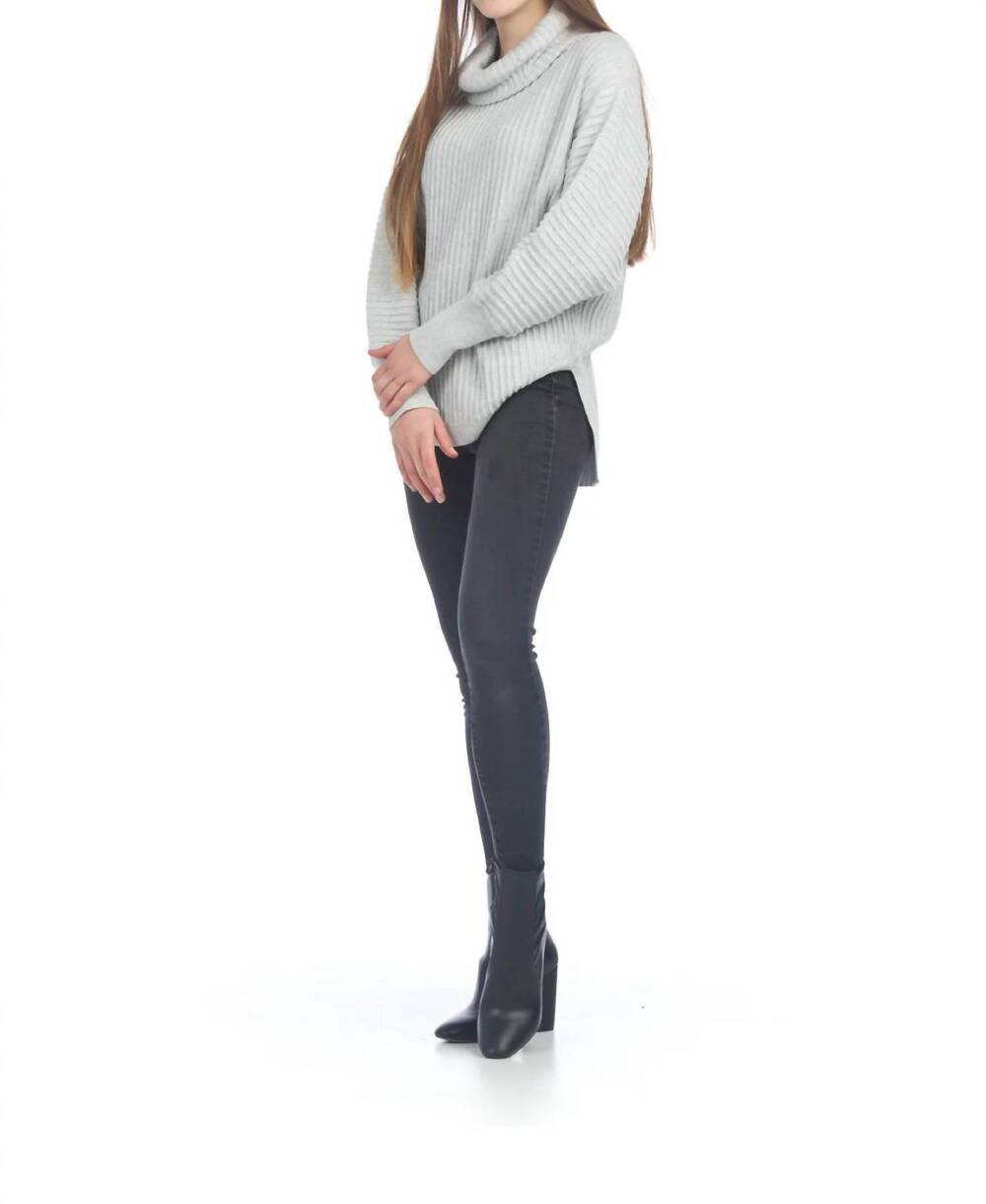 NEW PAPILLON ribbed sweater with cowl neck in light grey